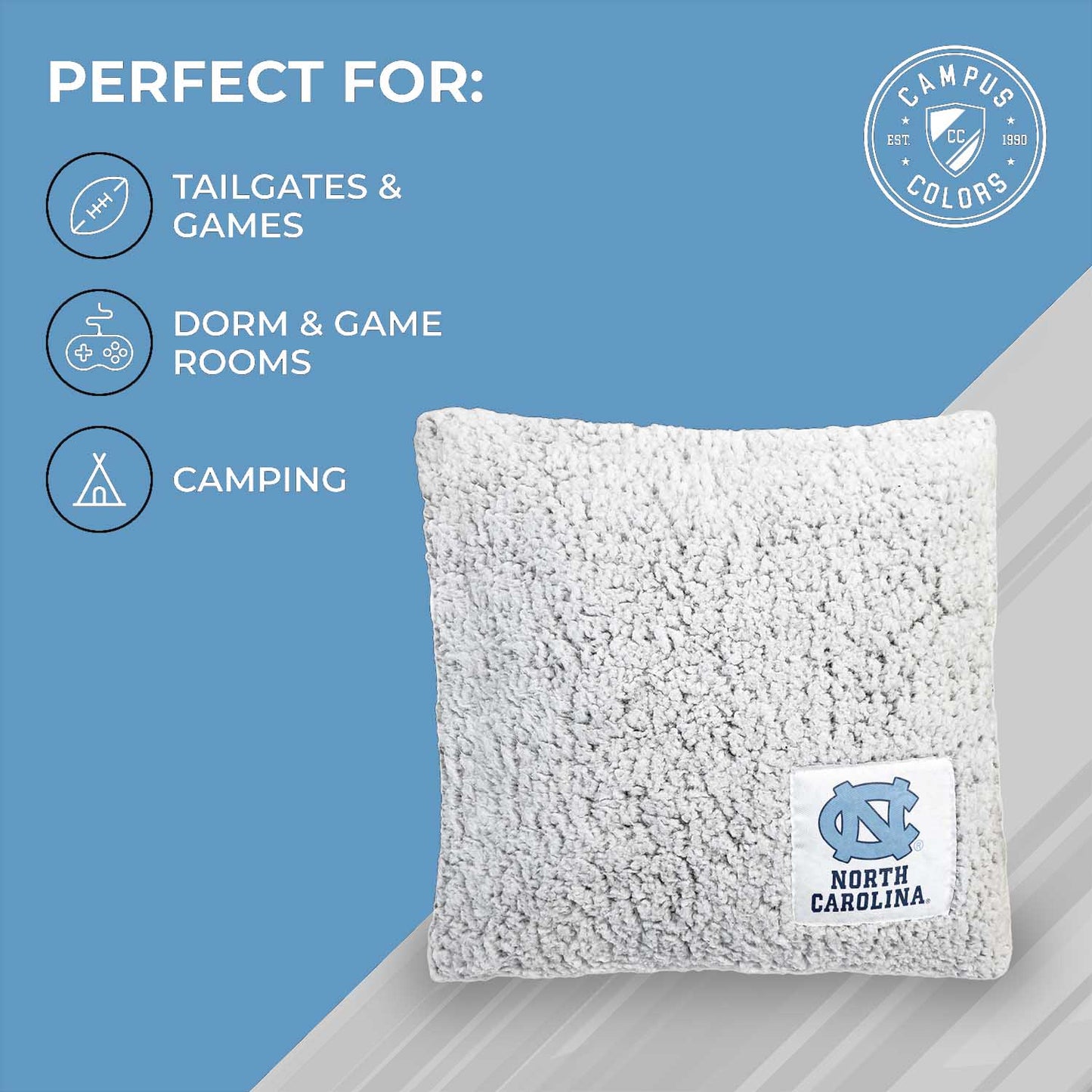 North Carolina Tar Heels Two Tone Sherpa Throw Pillow - Team Color