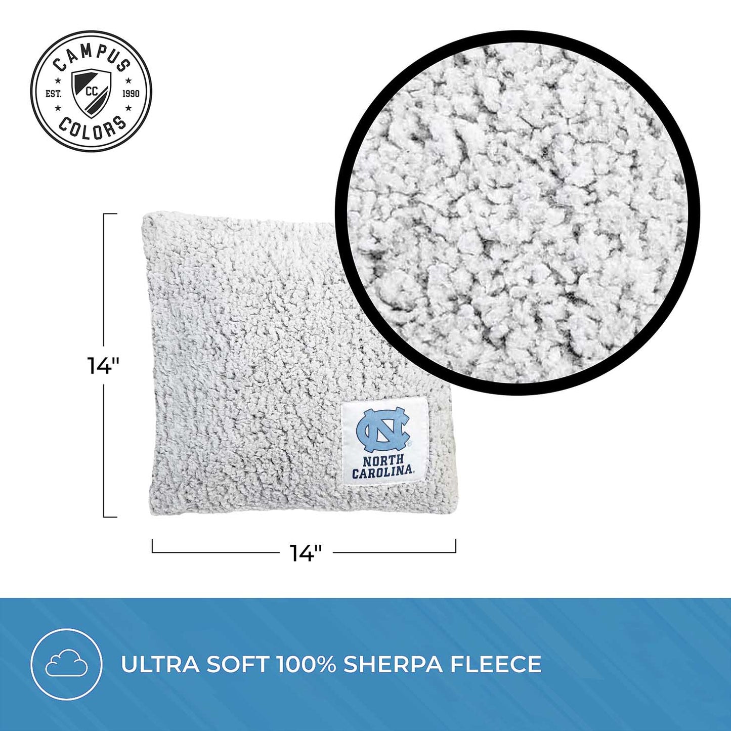 North Carolina Tar Heels Two Tone Sherpa Throw Pillow - Team Color