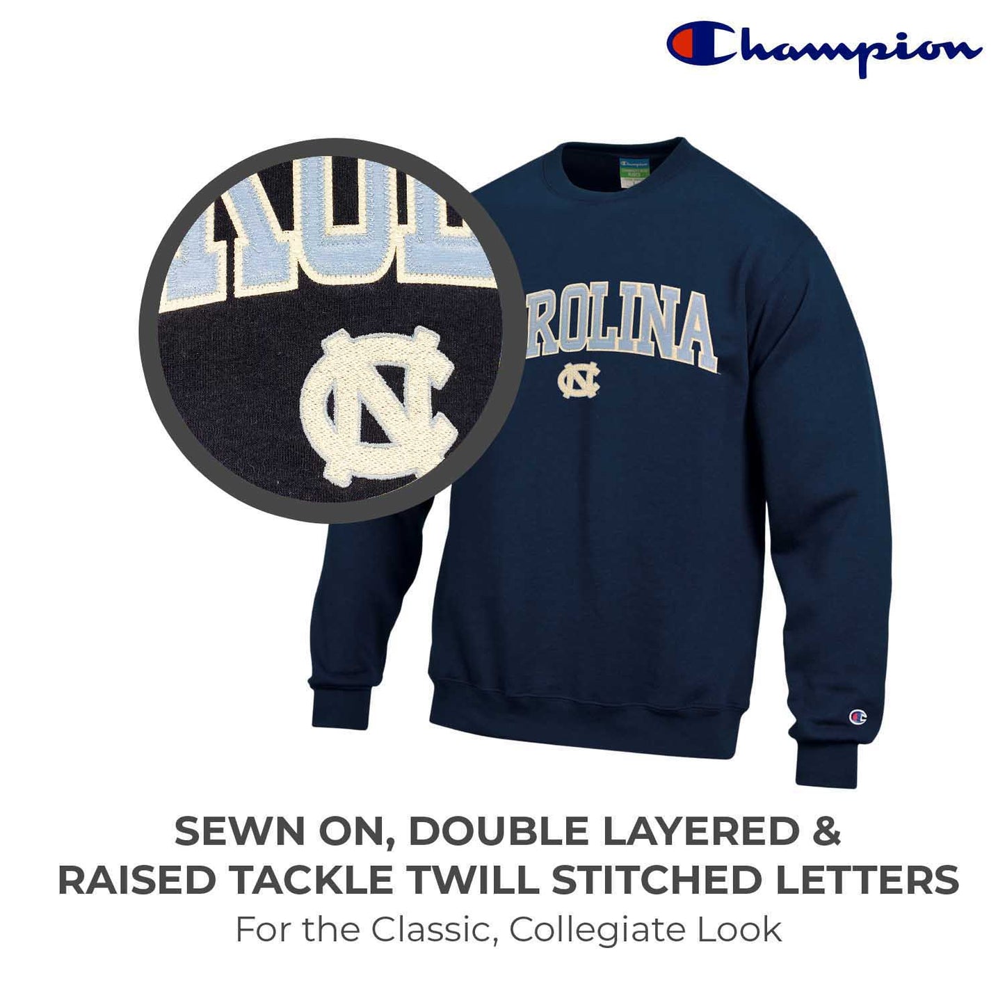 North Carolina Tar Heels Adult Tackle Twill Crewneck - Navy