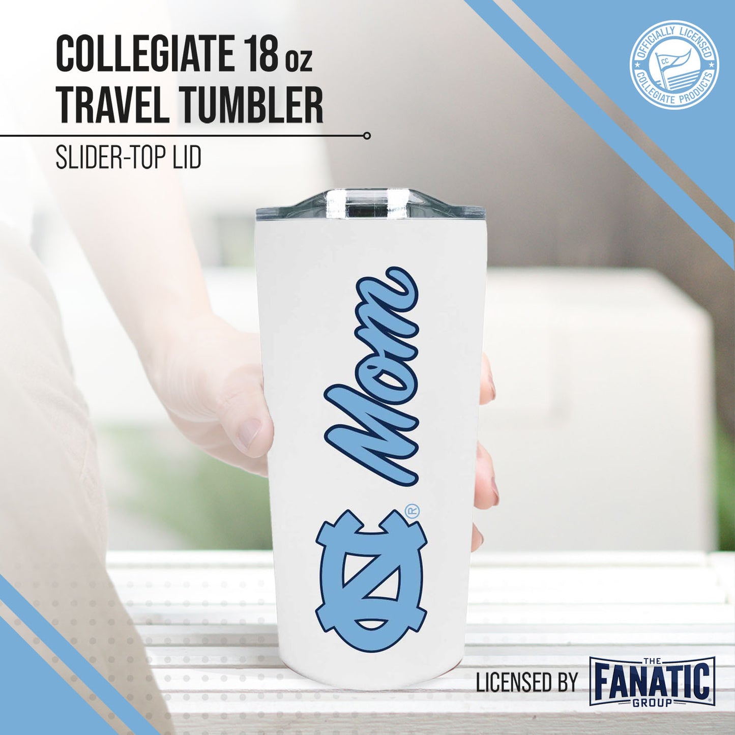 North Carolina Tar Heels NCAA Stainless Steel Travel Tumbler for Mom - White