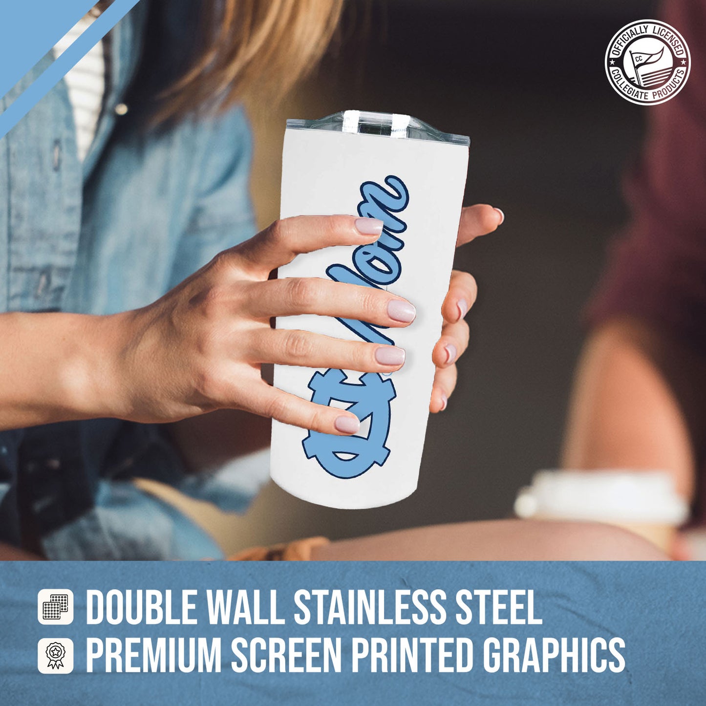 North Carolina Tar Heels NCAA Stainless Steel Travel Tumbler for Mom - White