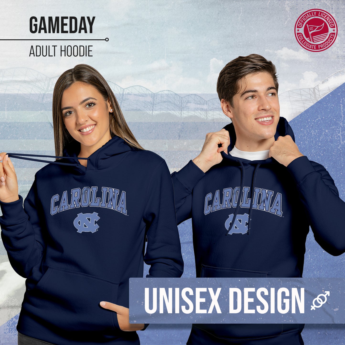 North Carolina Tar Heels Adult Arch & Logo Soft Style Gameday Hooded Sweatshirt - Navy