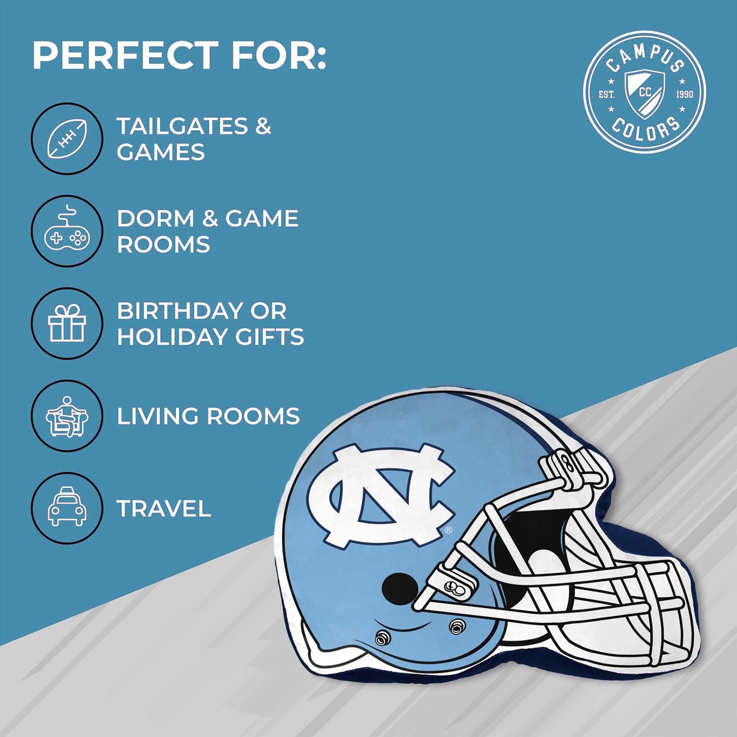 North Carolina Tar Heels NCAA Helmet Super Soft Football Pillow - Carolina Blue