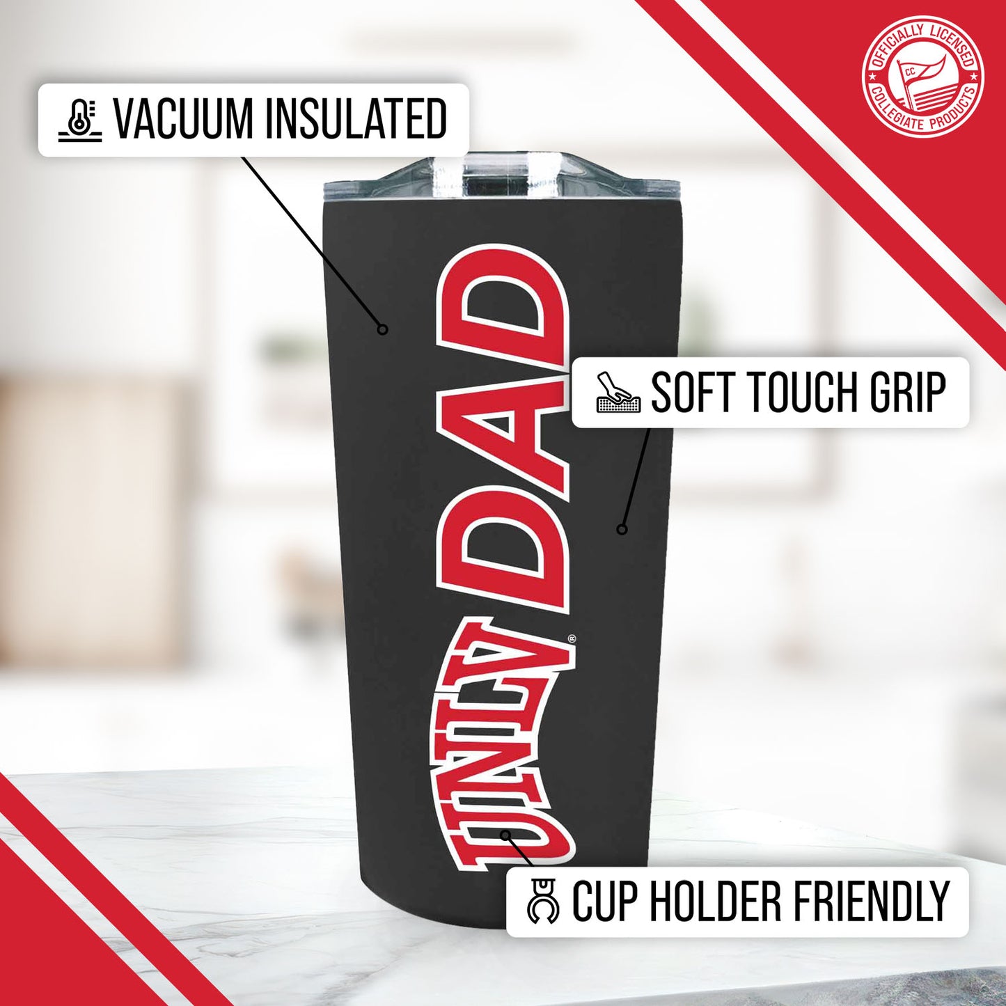 UNLV Rebels NCAA Stainless Steel Travel Tumbler for Dad - Black