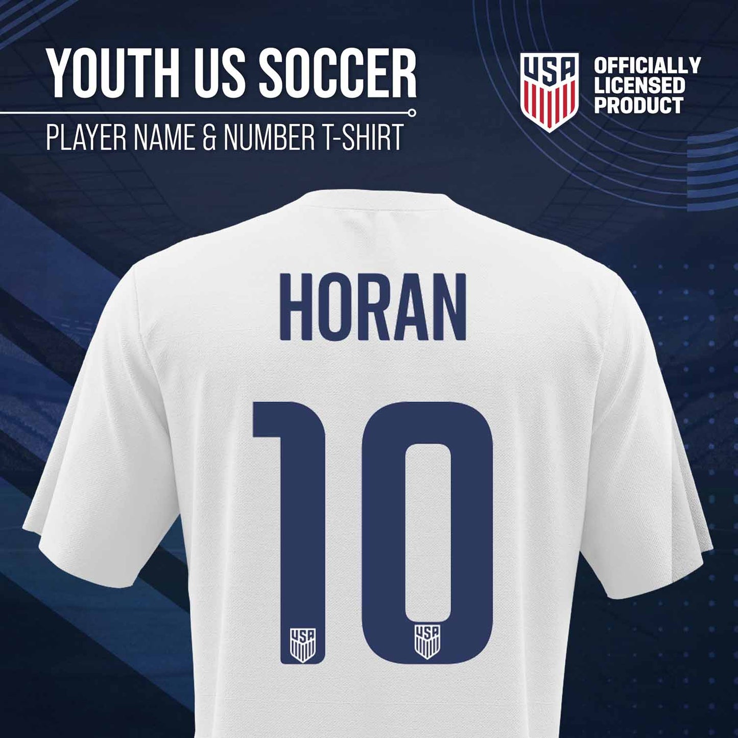 USA National Team The Victory Officially Licensed Youth US Women's National Soccer Team Lindsey Horan Name & Number T-Shirt - White #10
