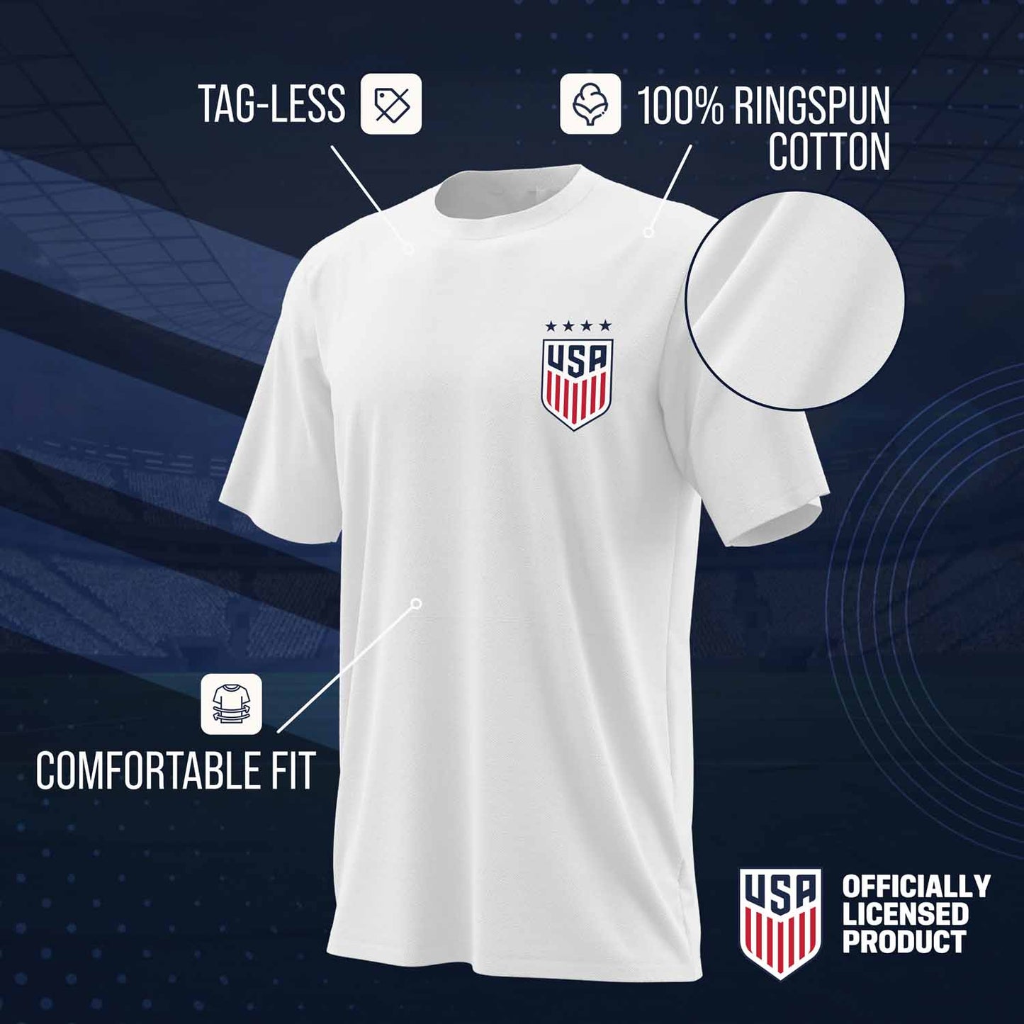USA National Team The Victory Officially Licensed Youth US Women's National Soccer Team Megan Rapinoe Name & Number T-Shirt - White #15