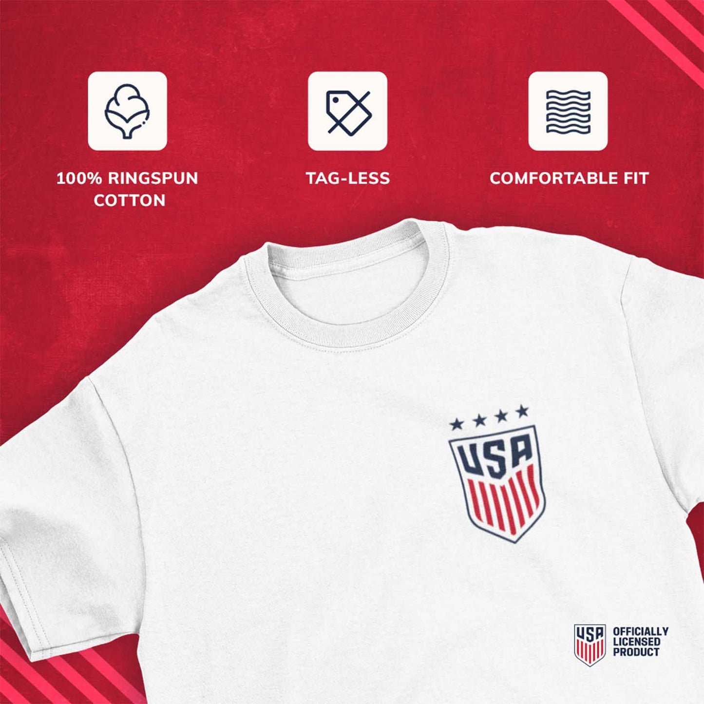 USA National Team The Victory Officially Licensed US Adult Women's National Soccer Team Megan Rapinoe Name & Number T-Shirt - White #15