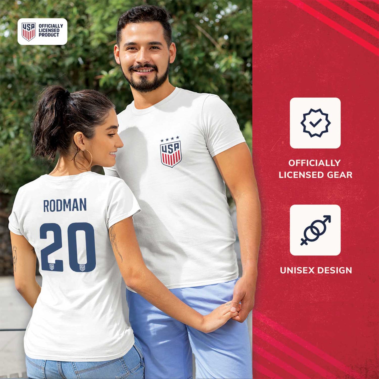 USA National Team The Victory Officially Licensed US Adult Women's National Soccer Team Trinity Rodman Name & Number T-Shirt - White #20