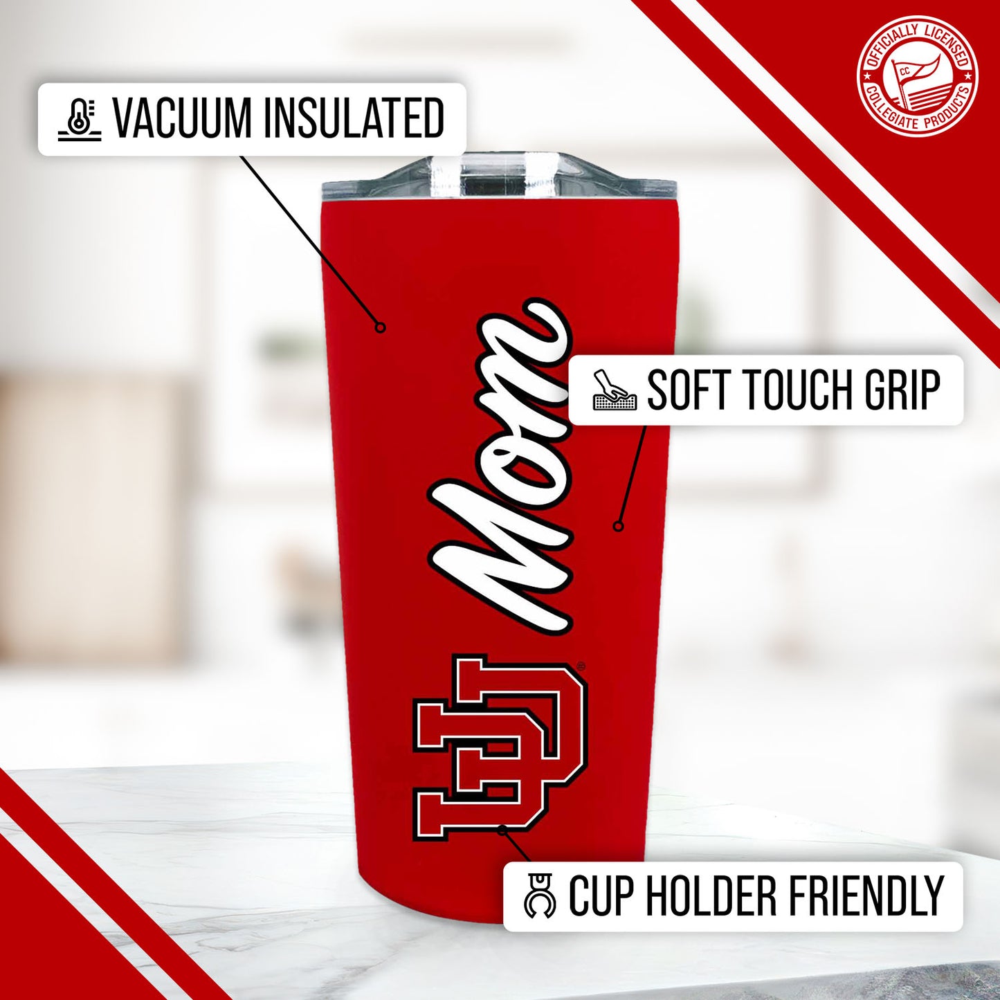 Utah Utes NCAA Stainless Steel Travel Tumbler for Mom - Red