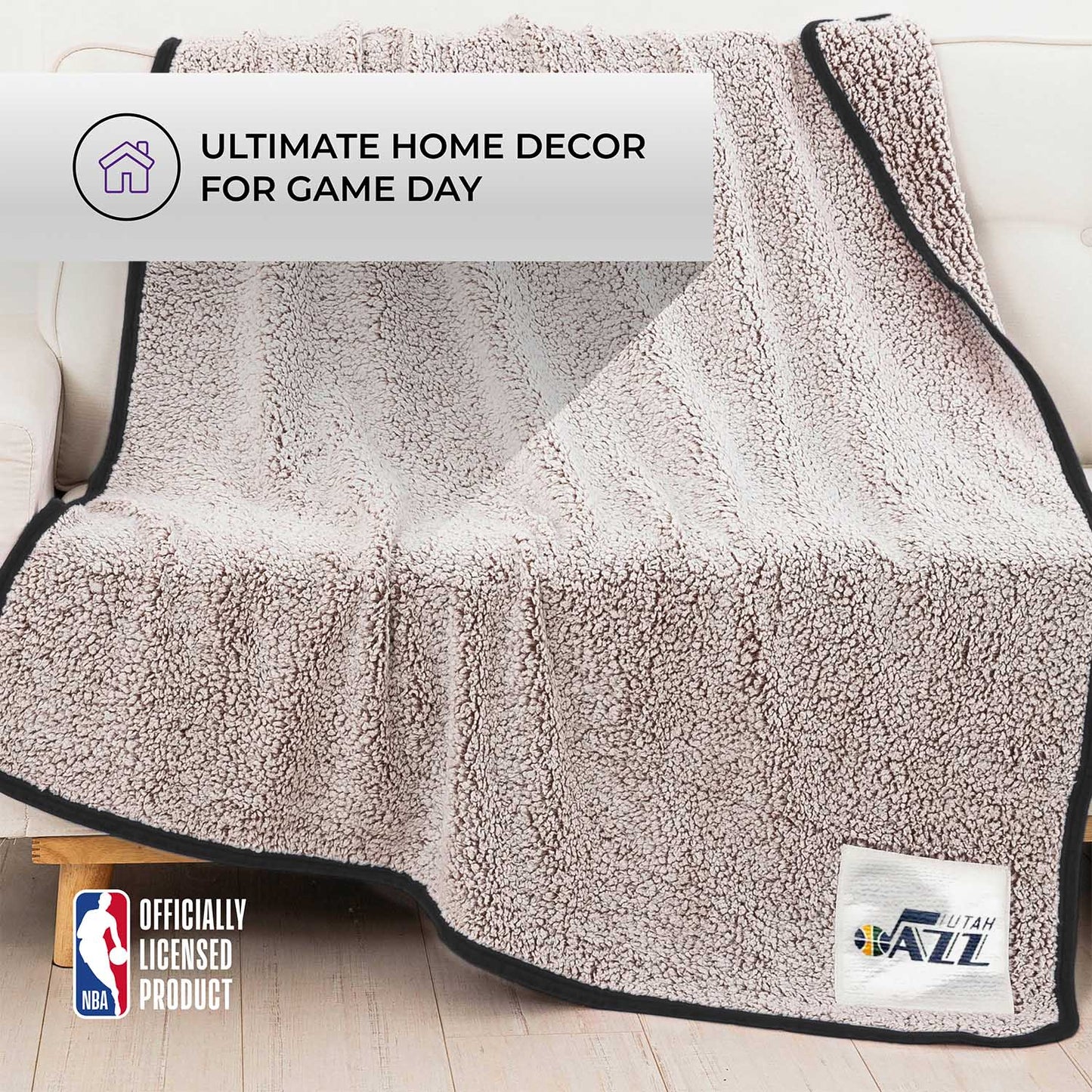 Utah Jazz NBA Silk Touch Sherpa Throw Blanket - Navy