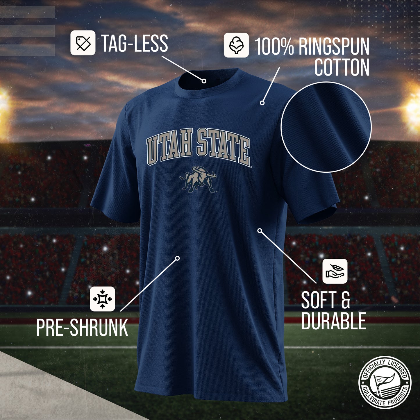 Utah State Aggies NCAA Adult Gameday Cotton T-Shirt - Navy