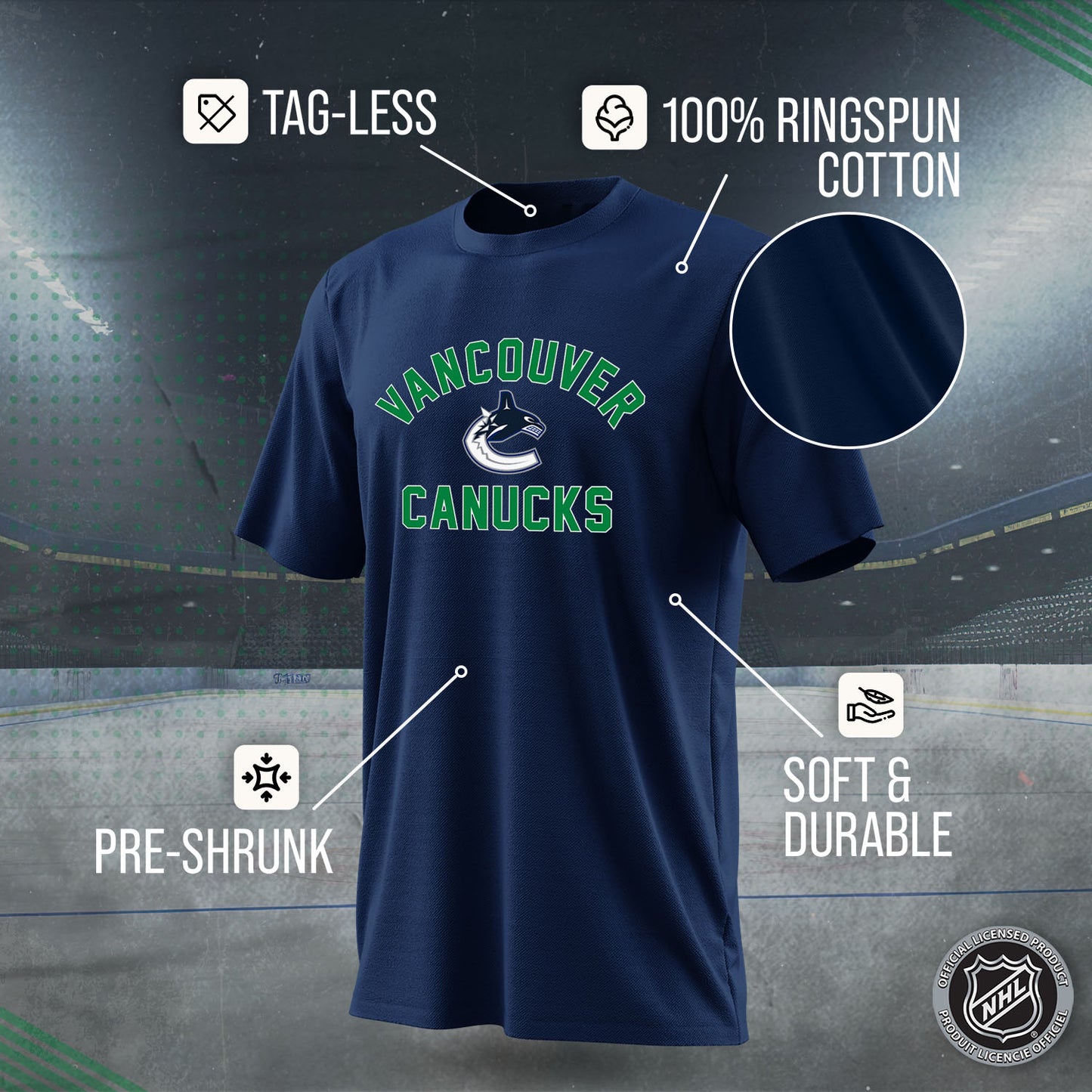 Vancouver Canucks NHL Adult Game Day Unisex T-Shirt - Navy