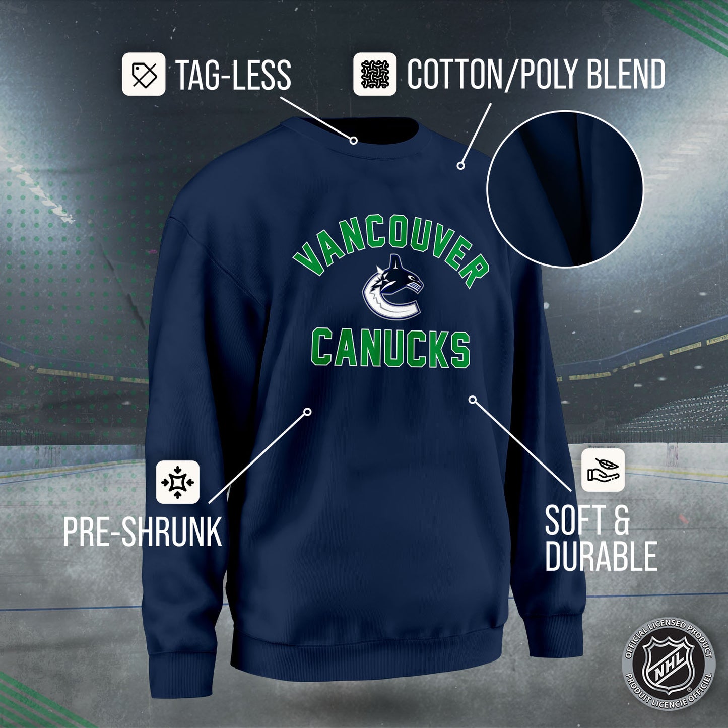 Vancouver Canucks Adult NHL Gameday Crewneck Sweatshirt - Navy