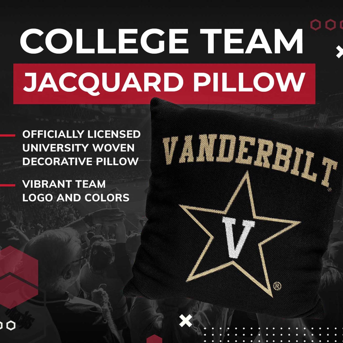 Vanderbilt Commodores NCAA Decorative Pillow - Black