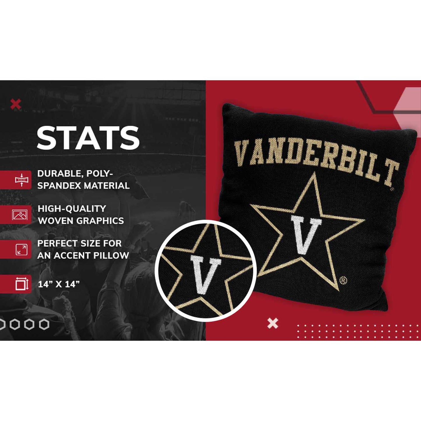 Vanderbilt Commodores NCAA Decorative Pillow - Black