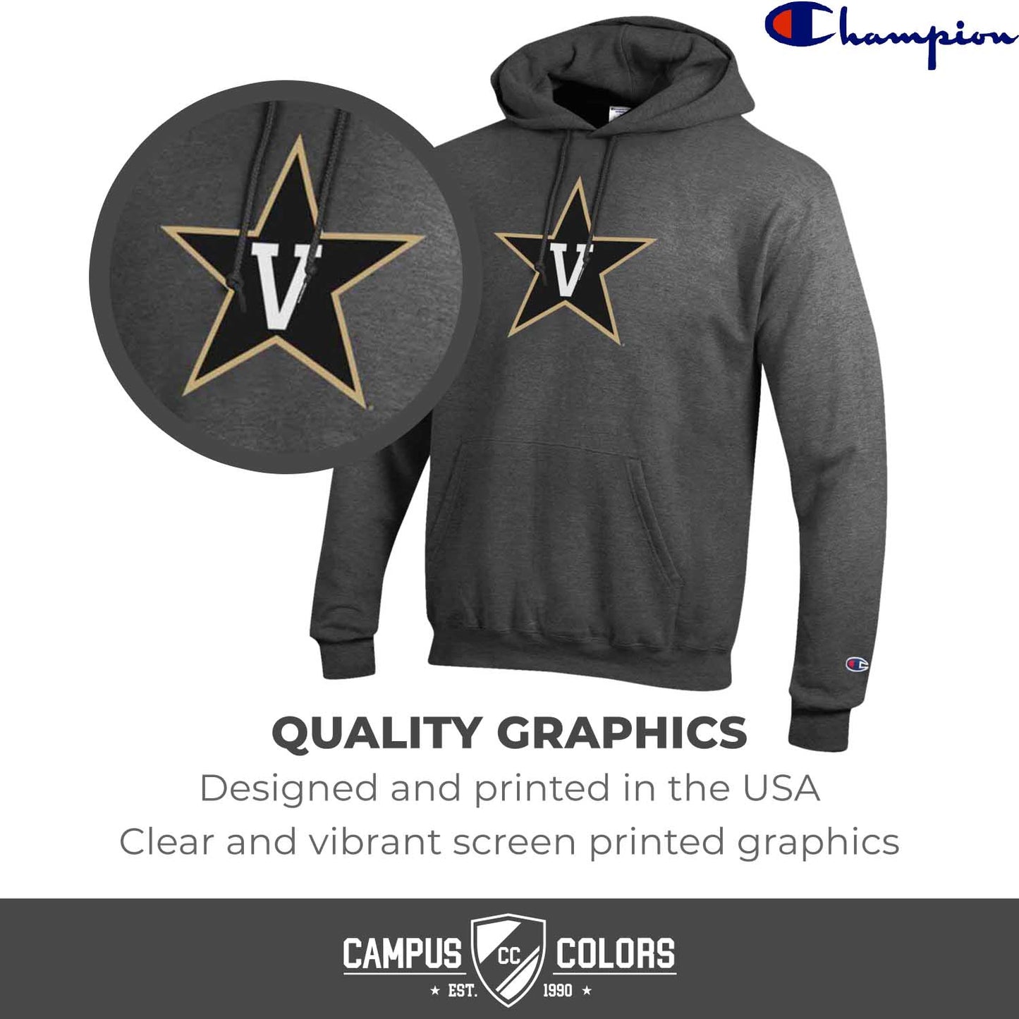 Vanderbilt Commodores Adult Mascot Fleece Hooded Sweatshirt - Charcoal