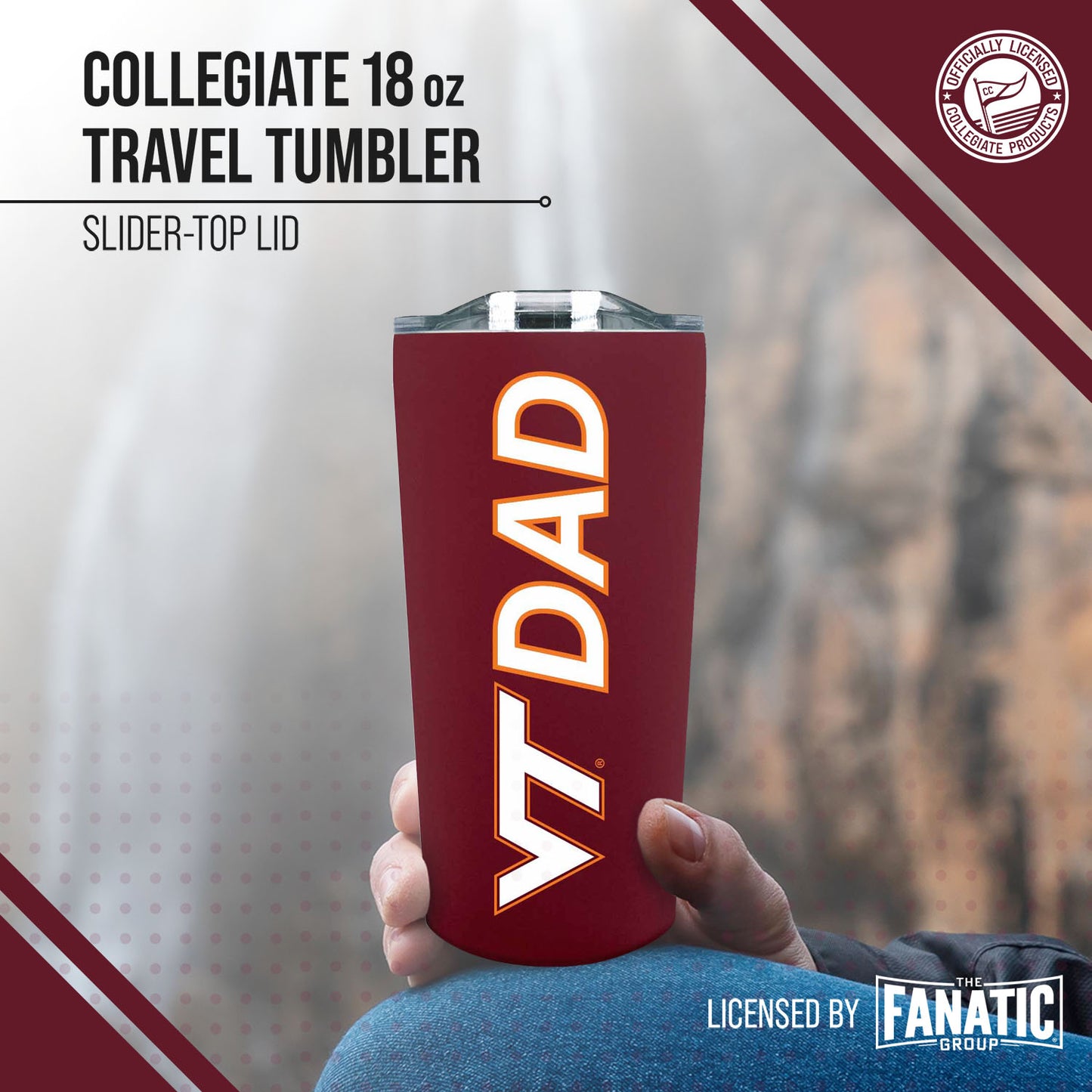 Virginia Tech Hokies NCAA Stainless Steel Travel Tumbler for Dad - Maroon