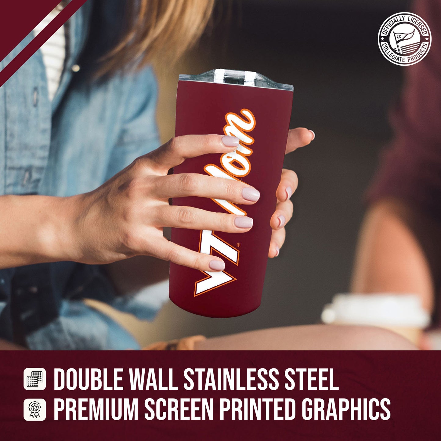 Virginia Tech Hokies NCAA Stainless Steel Travel Tumbler for Mom - Maroon