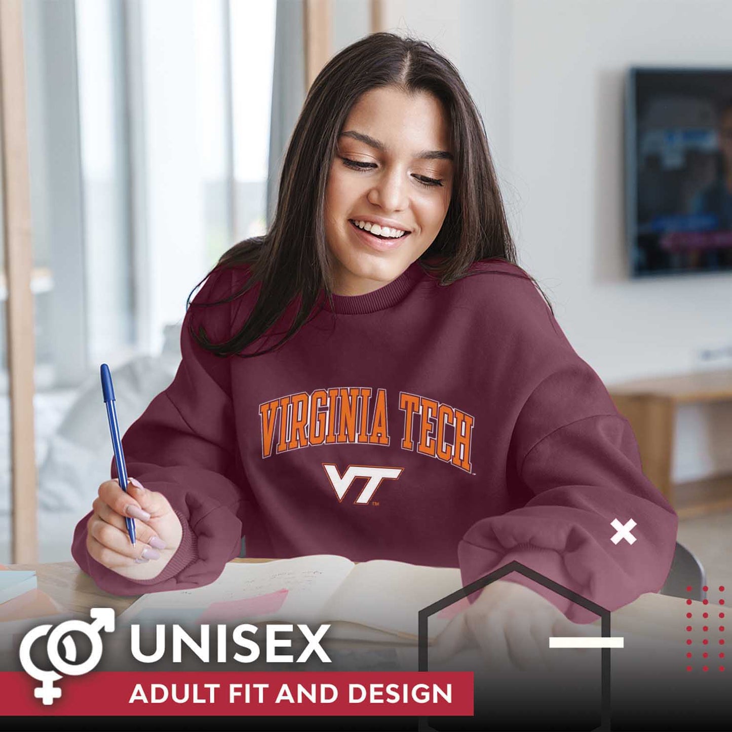 Virginia Tech Hokies Adult Arch & Logo Soft Style Gameday Crewneck Sweatshirt - Maroon