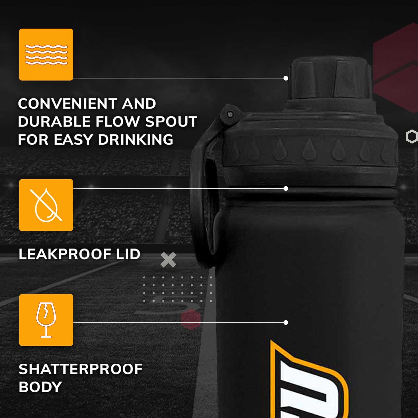 VCU Rams NCAA Stainless Steel Water Bottle - Black