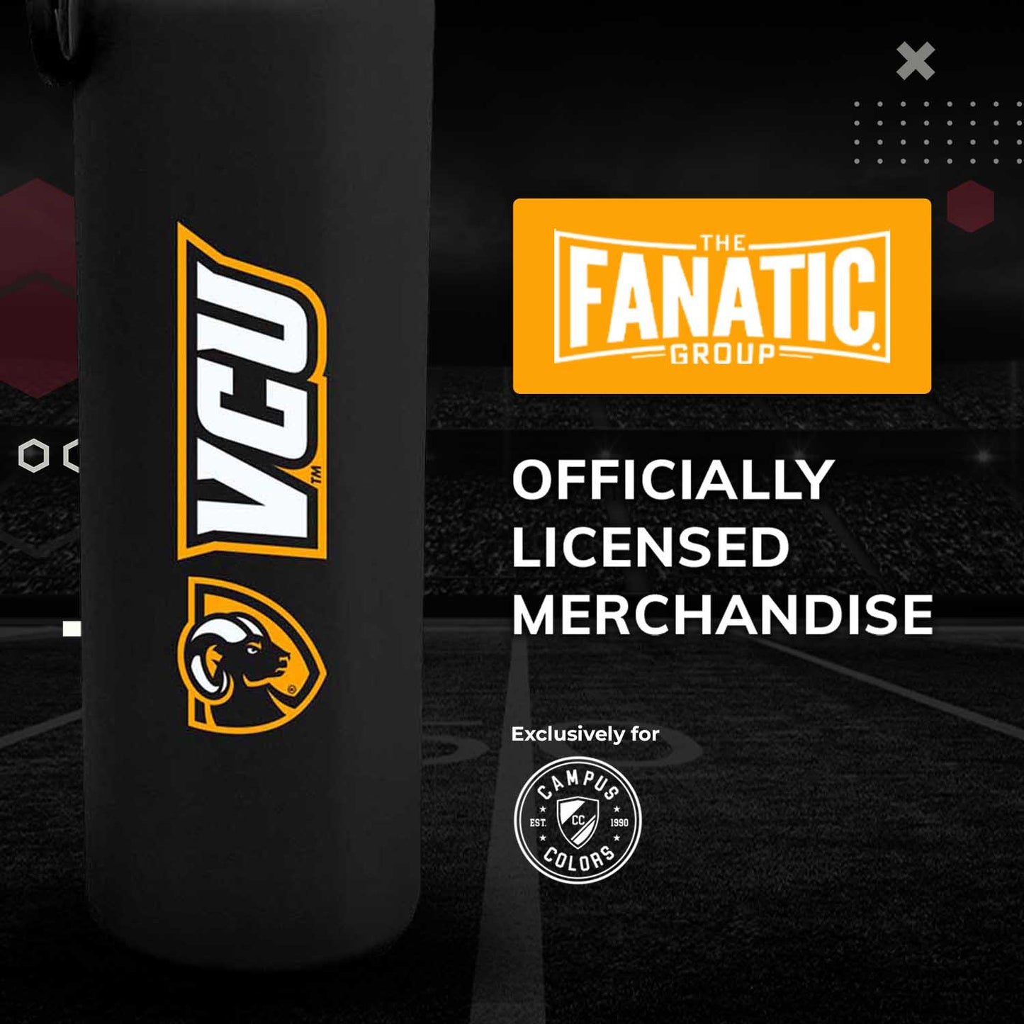 VCU Rams NCAA Stainless Steel Water Bottle - Black