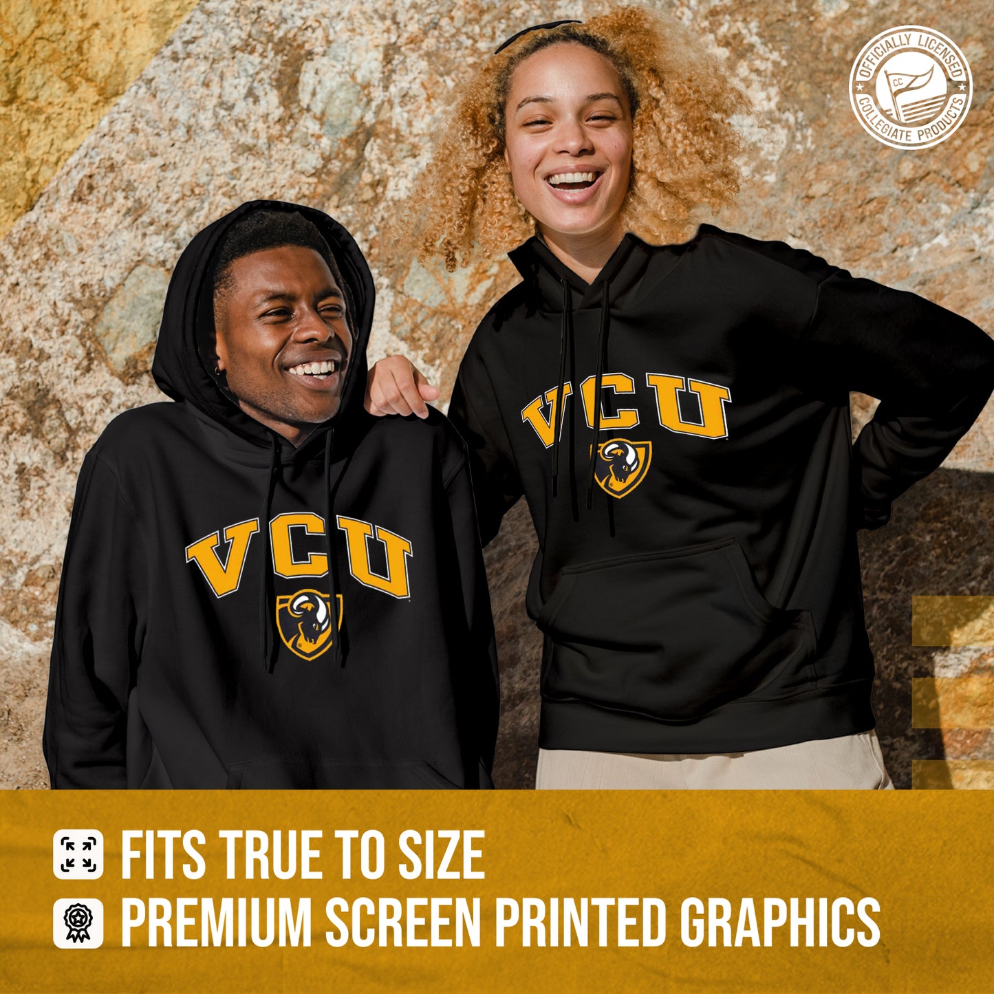 VCU Rams Adult Arch & Logo Soft Style Gameday Hooded Sweatshirt - Black