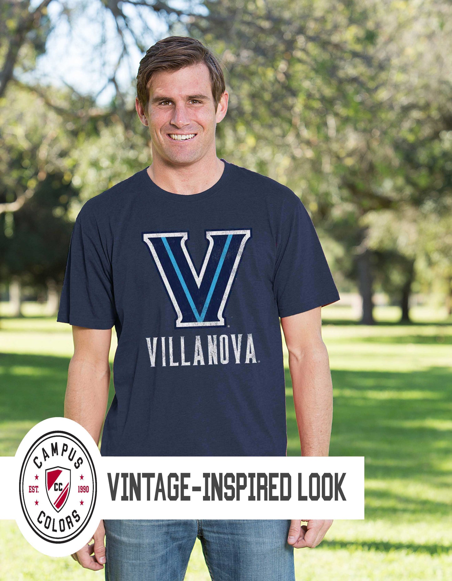 Villanova Wildcats Adult MVP Heathered Cotton Blend T-Shirt - Navy