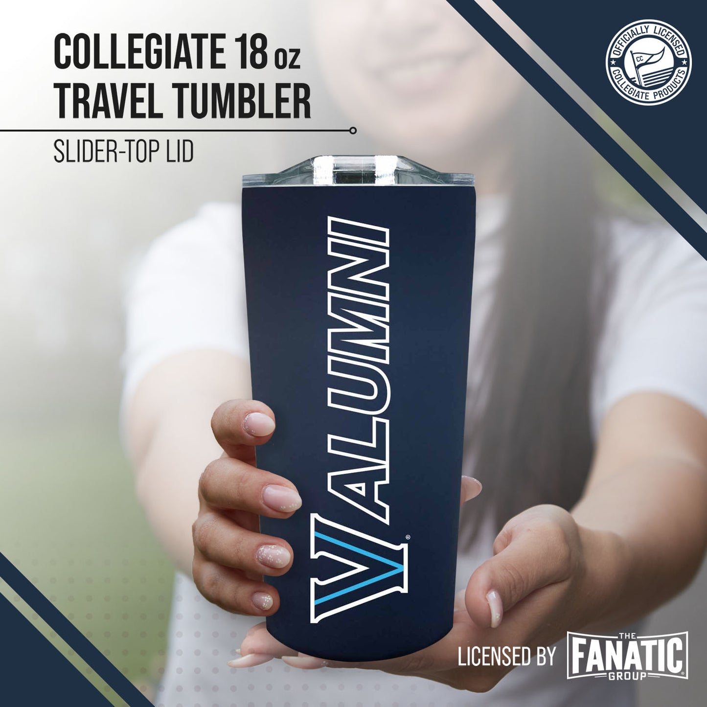 Villanova Wildcats Collegiate Stainless Steel Travel Tumbler for Alumni - Navy