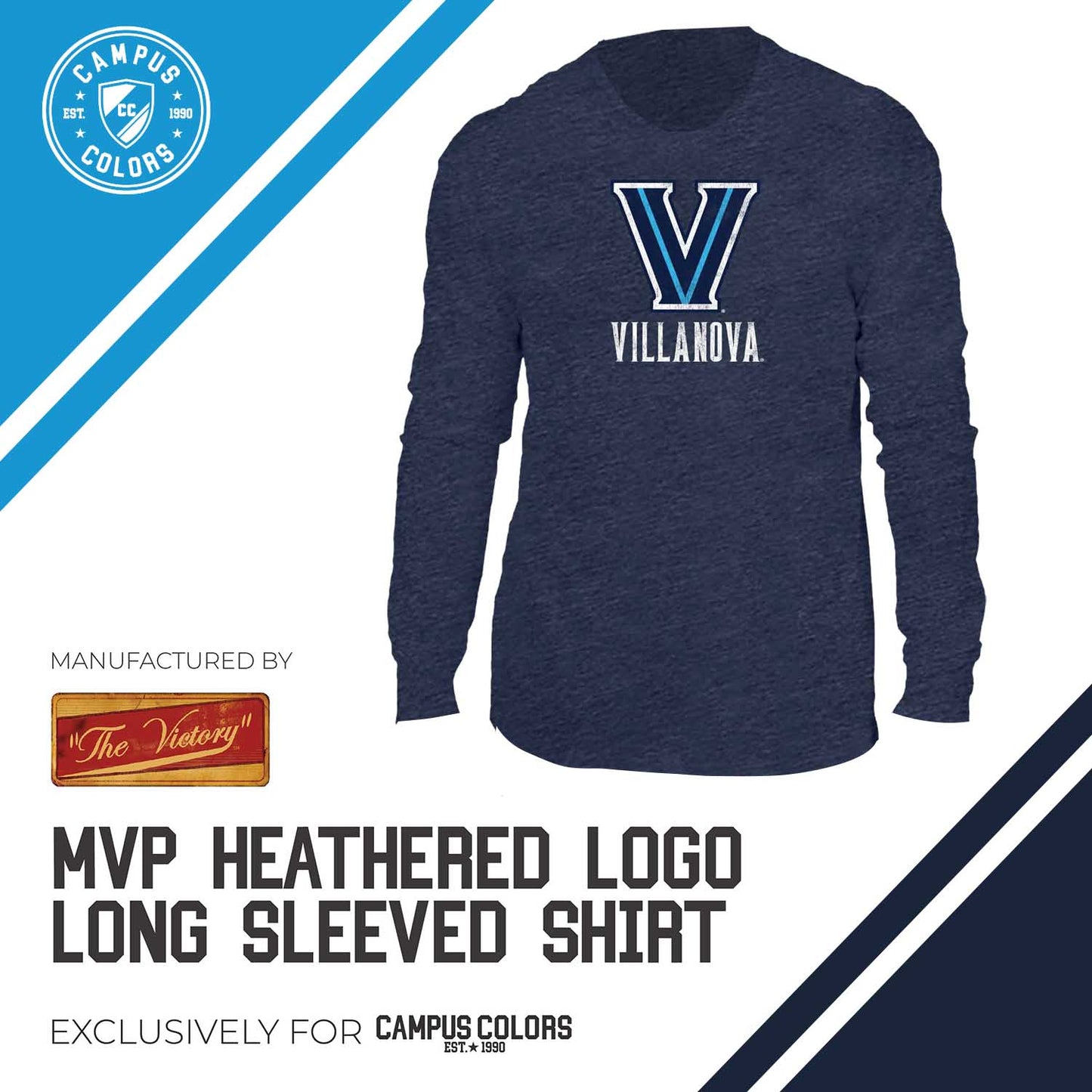 Villanova Wildcats NCAA MVP Adult Long-Sleeve Shirt - Navy
