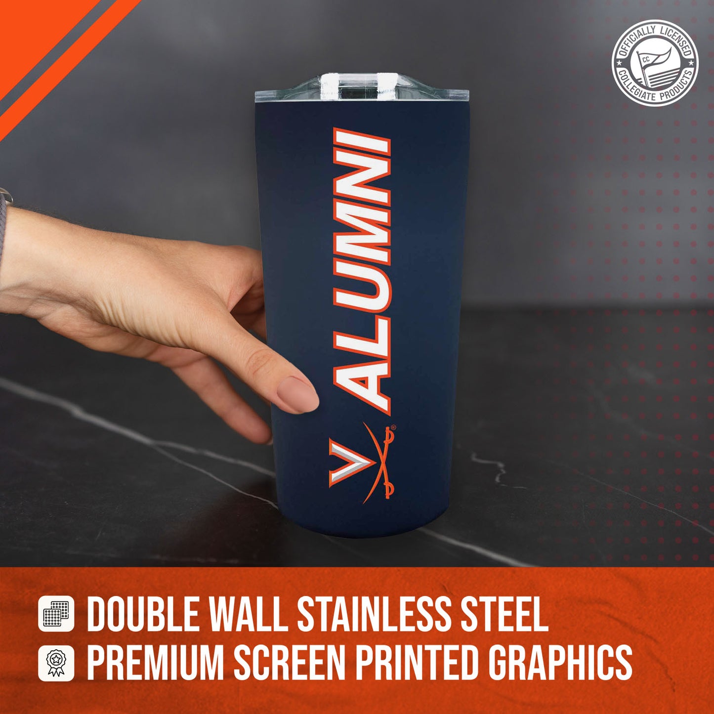 Virginia Cavaliers Collegiate Stainless Steel Travel Tumbler for Alumni - Navy