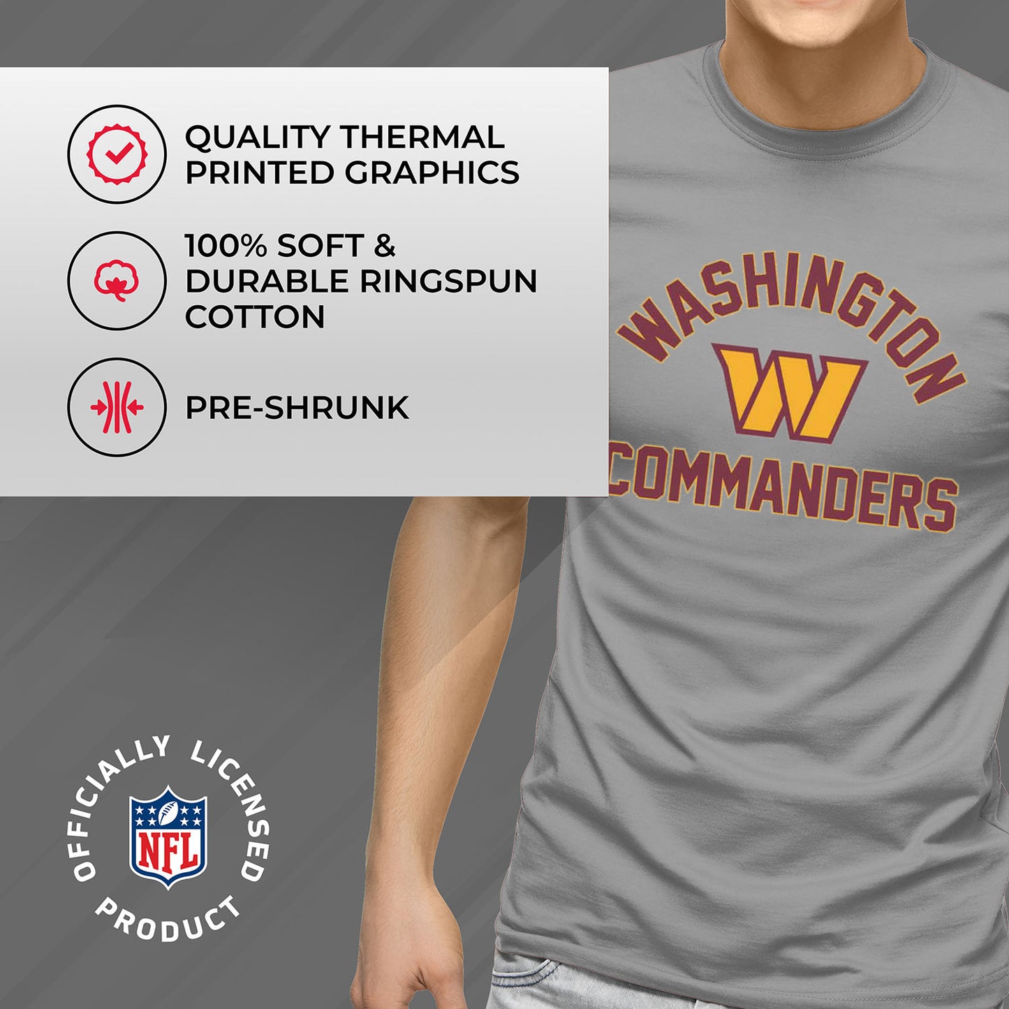 Washington Commanders NFL Adult Gameday T-Shirt - Gray