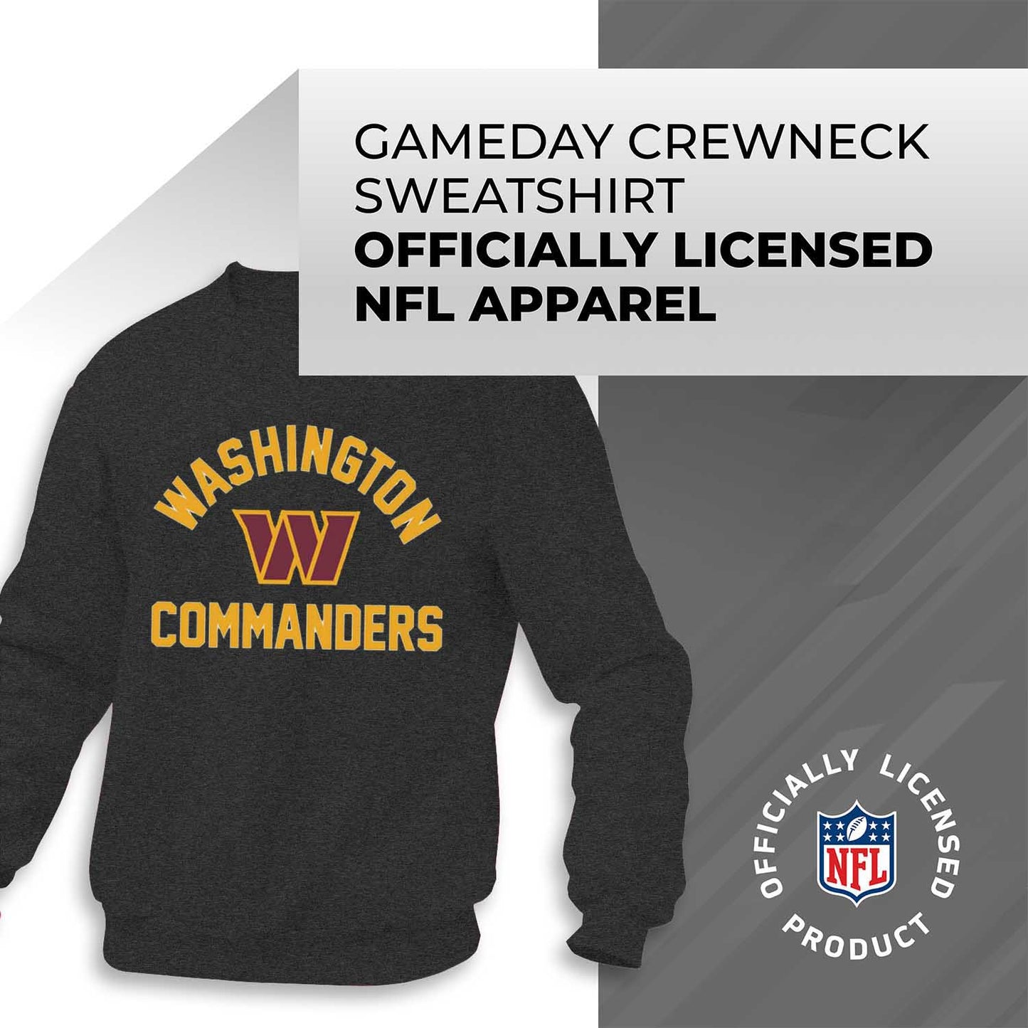 Washington Commanders NFL Adult Gameday Football Crewneck Sweatshirt - Charcoal