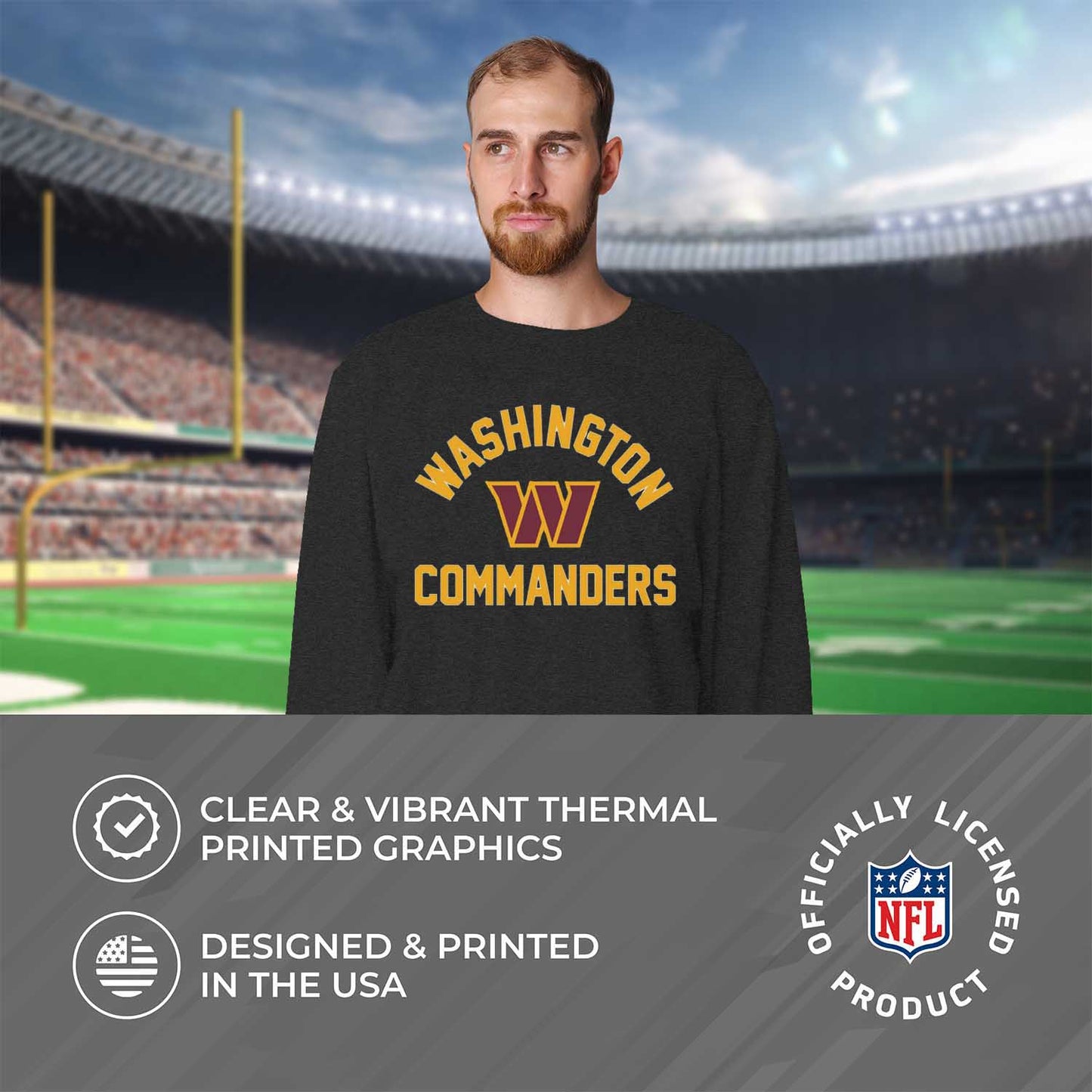 Washington Commanders NFL Adult Gameday Football Crewneck Sweatshirt - Charcoal