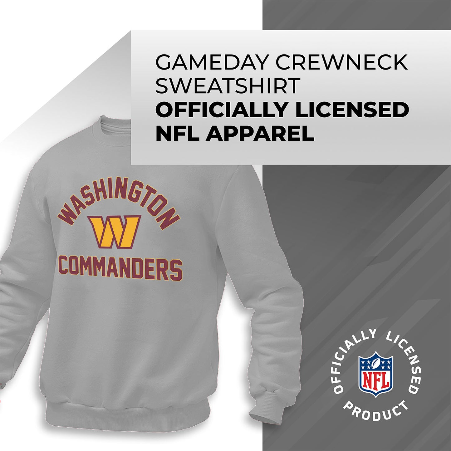Washington Commanders NFL Adult Gameday Football Crewneck Sweatshirt - Gray