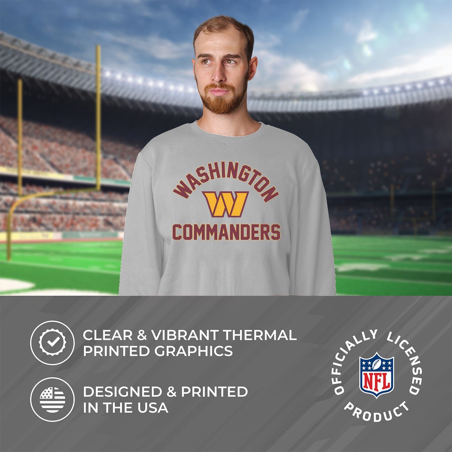 Washington Commanders NFL Adult Gameday Football Crewneck Sweatshirt - Gray