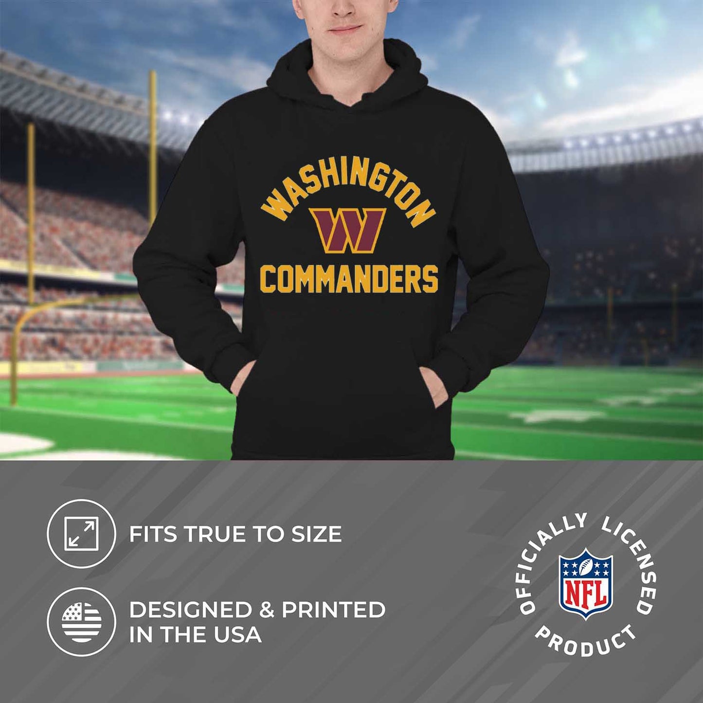 Washington Commanders NFL Adult Gameday Hooded Sweatshirt - Black