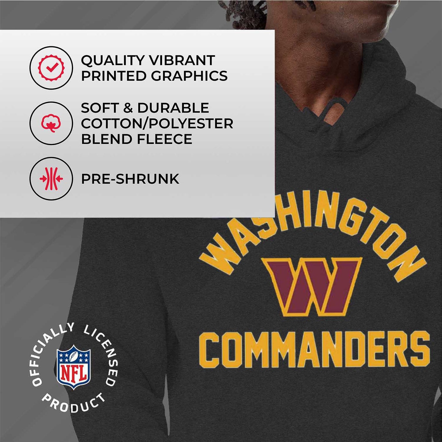 Washington Commanders NFL Adult Gameday Hooded Sweatshirt - Charcoal