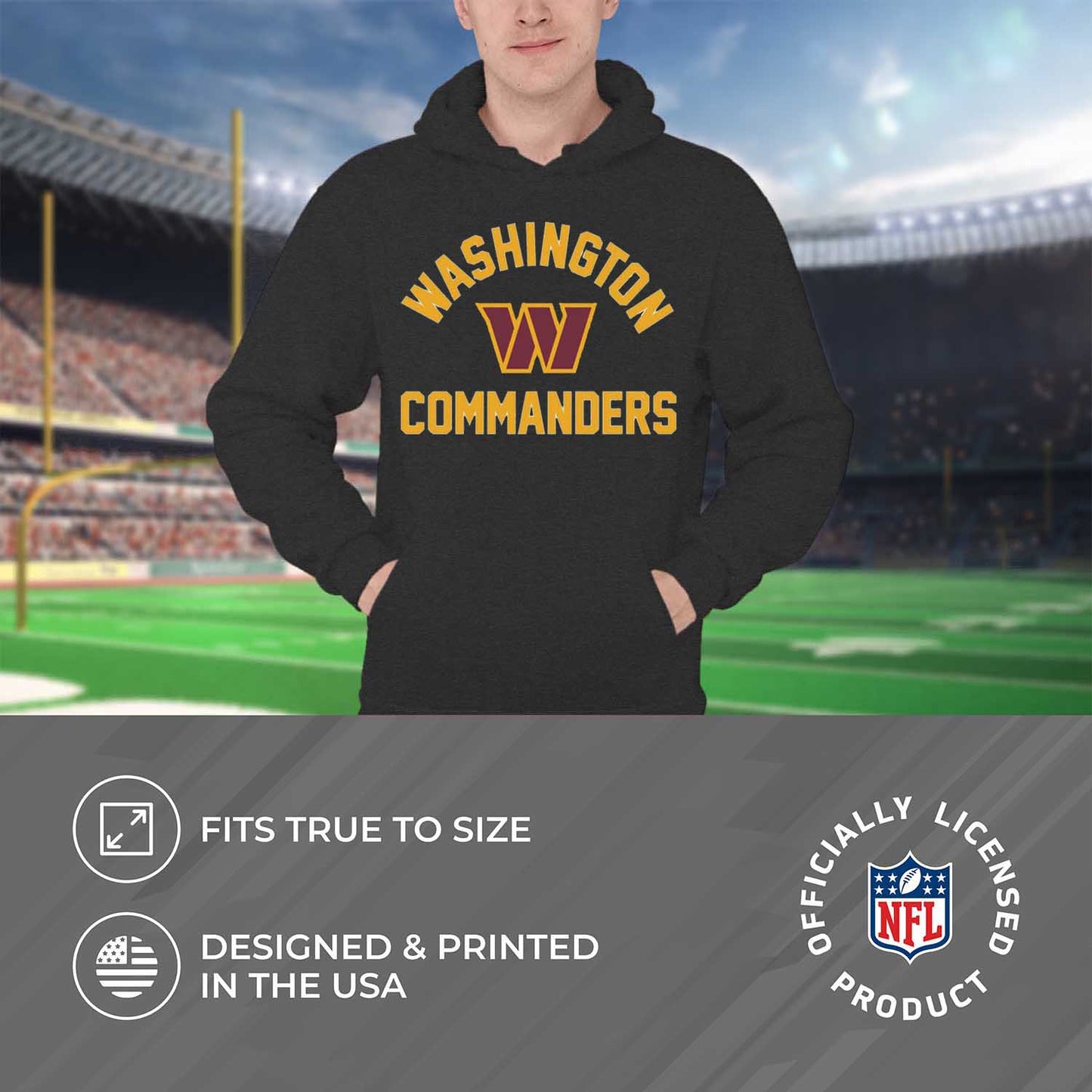 Washington Commanders NFL Adult Gameday Hooded Sweatshirt - Charcoal