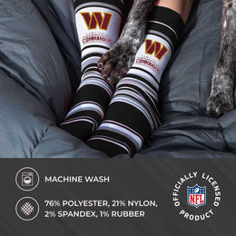 Washington Commanders NFL Adult Striped Dress Socks - Black