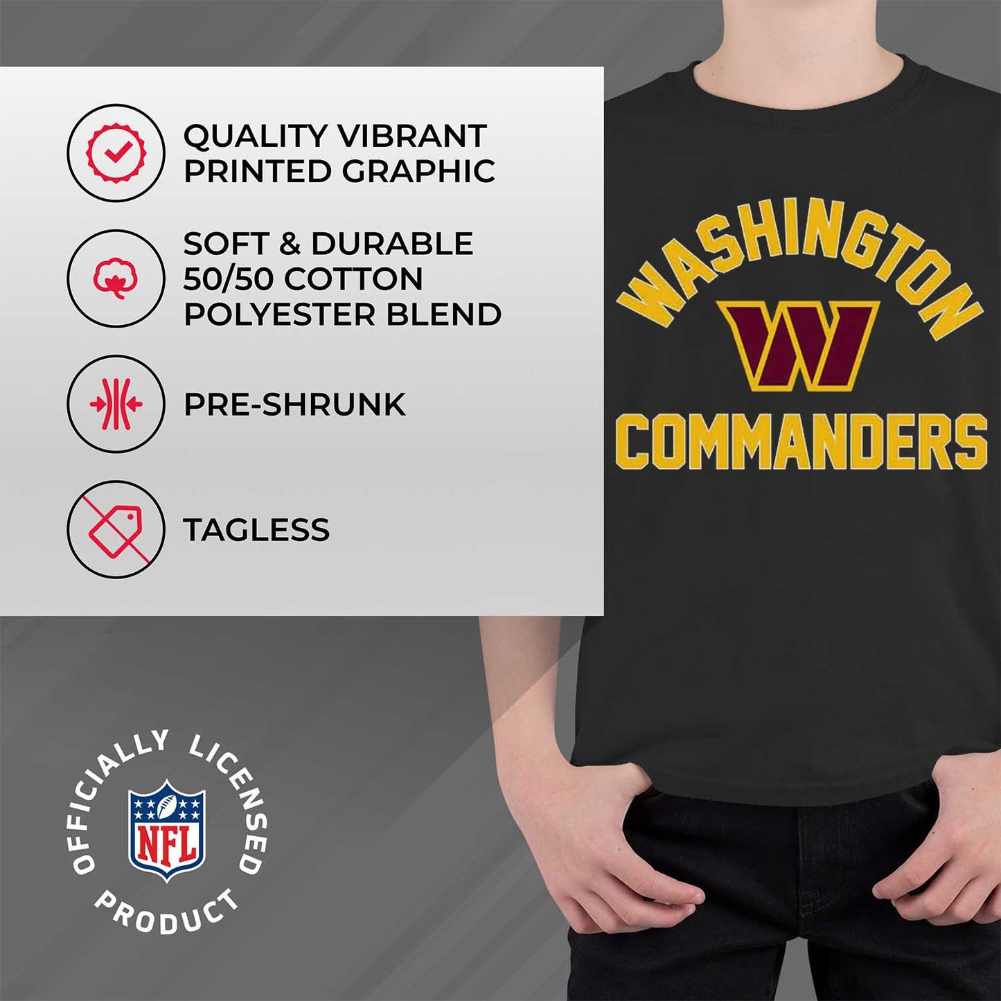 Washington Commanders NFL Youth Gameday Football T-Shirt - Black