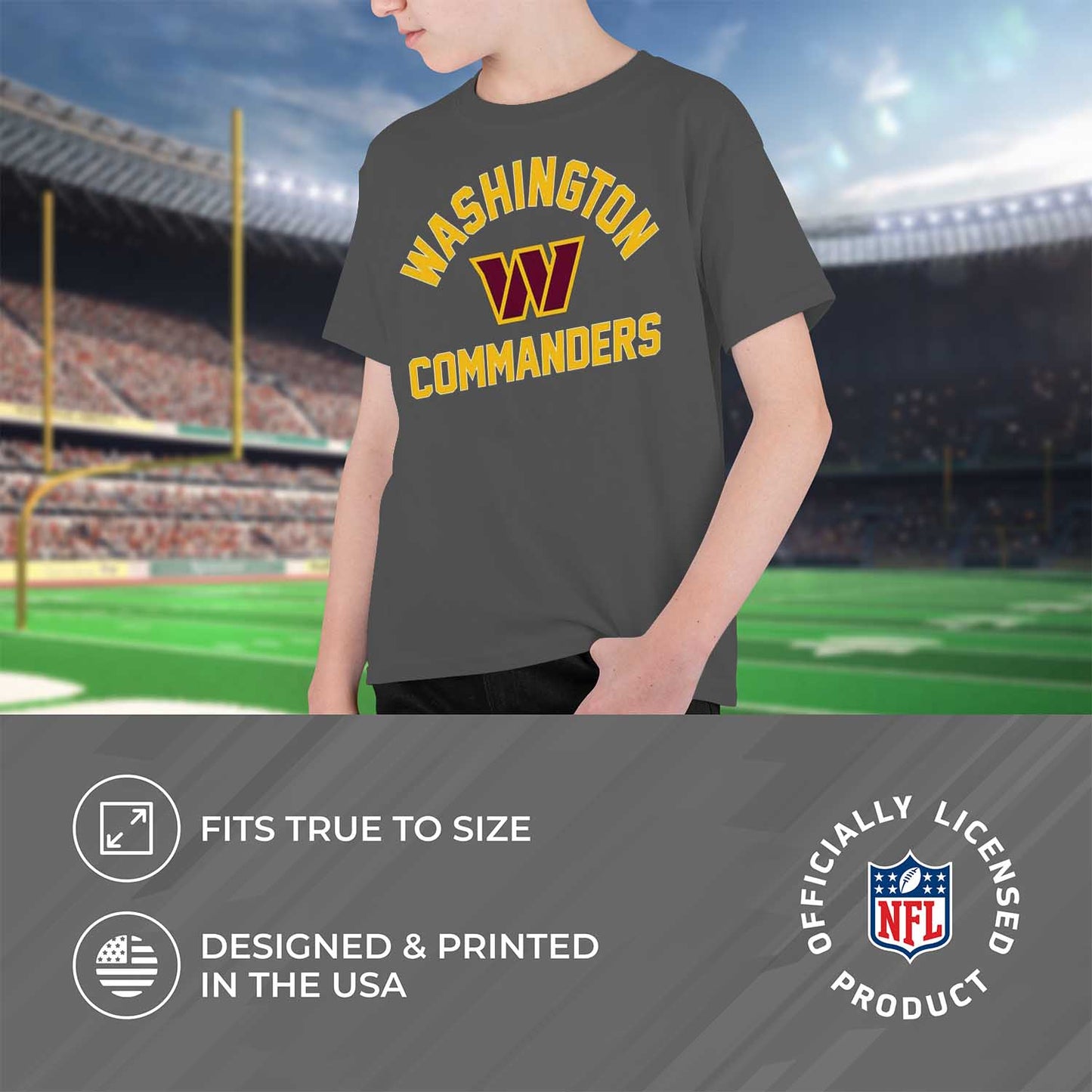 Washington Commanders NFL Youth Gameday Football T-Shirt - Charcoal
