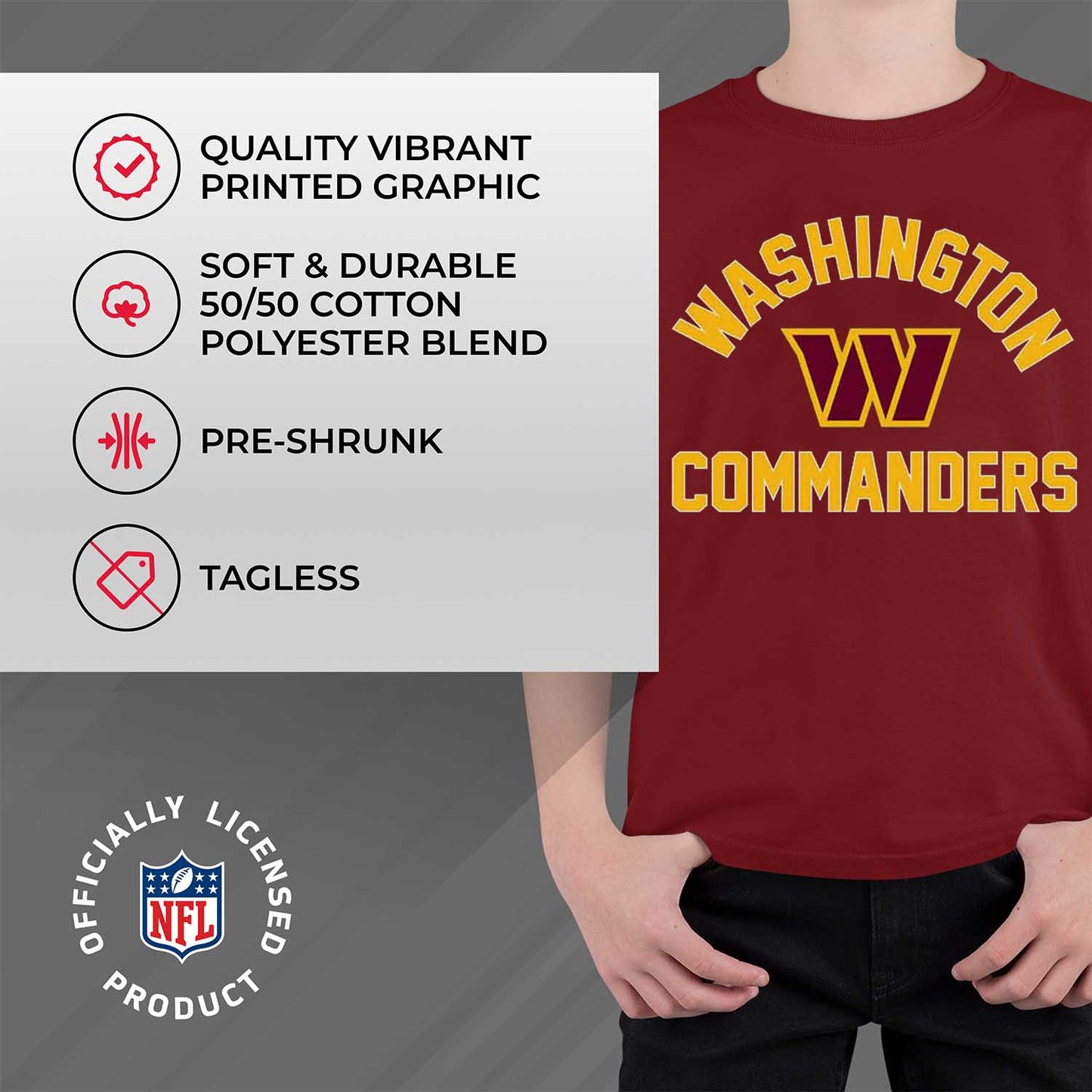 Washington Commanders NFL Youth Gameday Football T-Shirt - Maroon