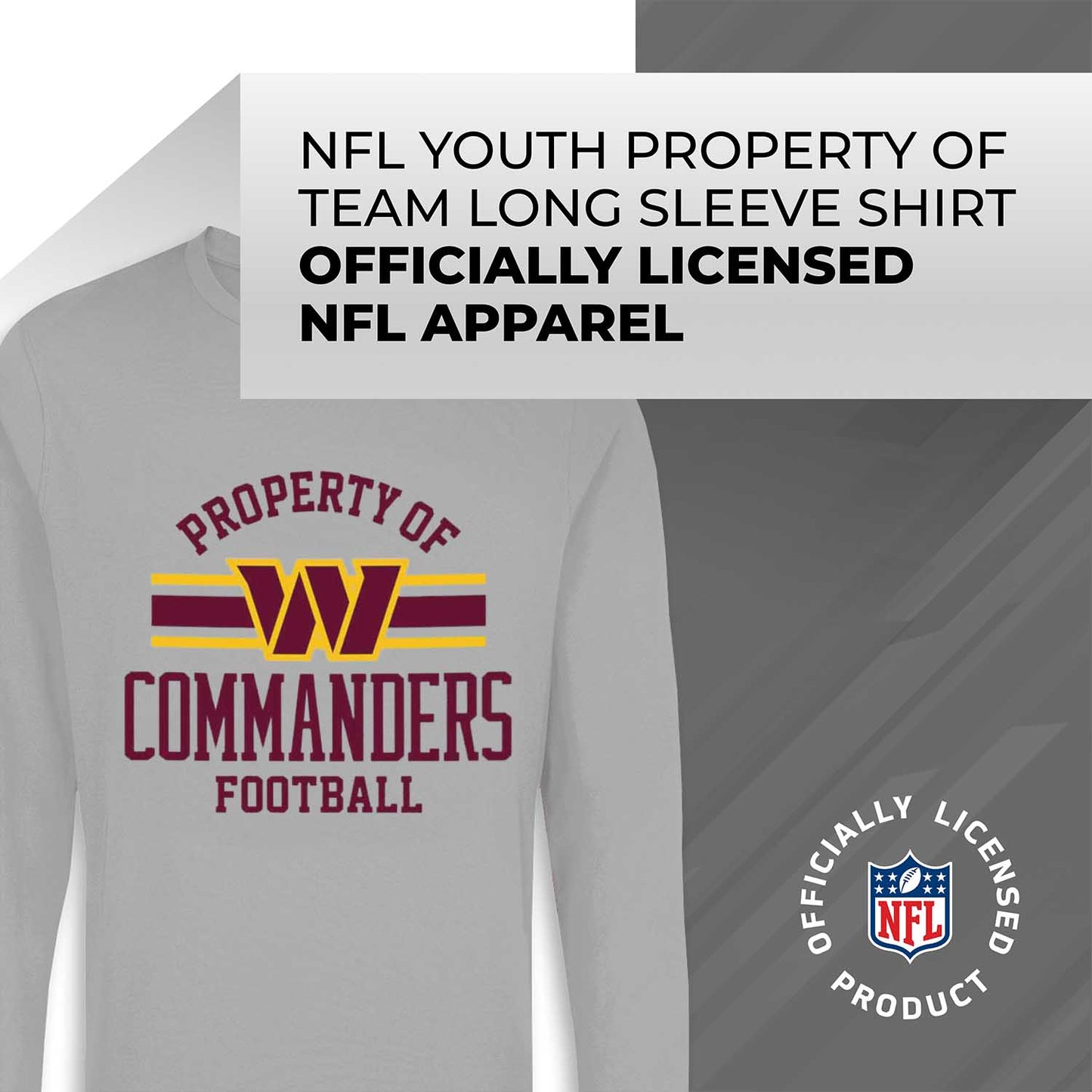 Washington Commanders NFL Youth Property Of Long Sleeve Lightweight T Shirt - Sport Gray