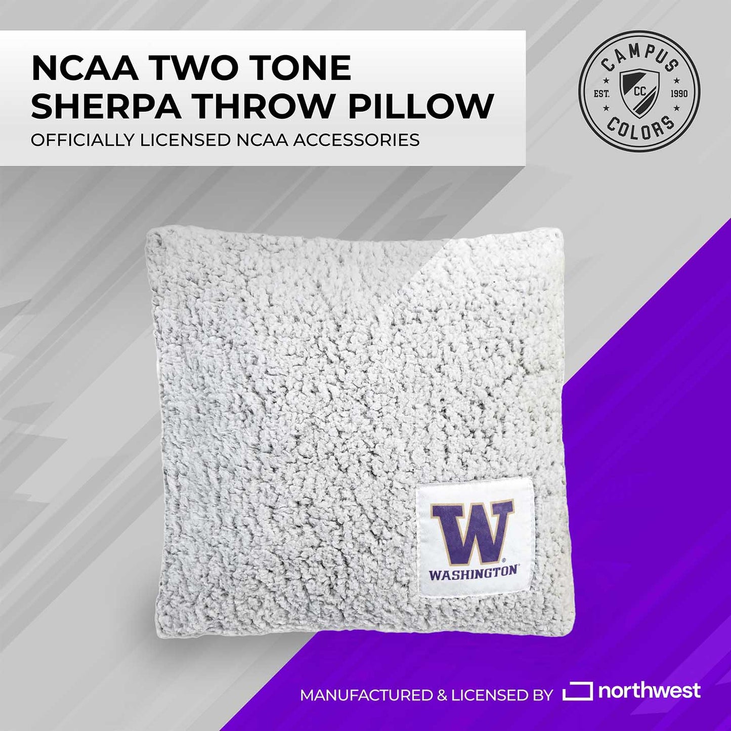 Washington Huskies Two Tone Sherpa Throw Pillow - Team Color