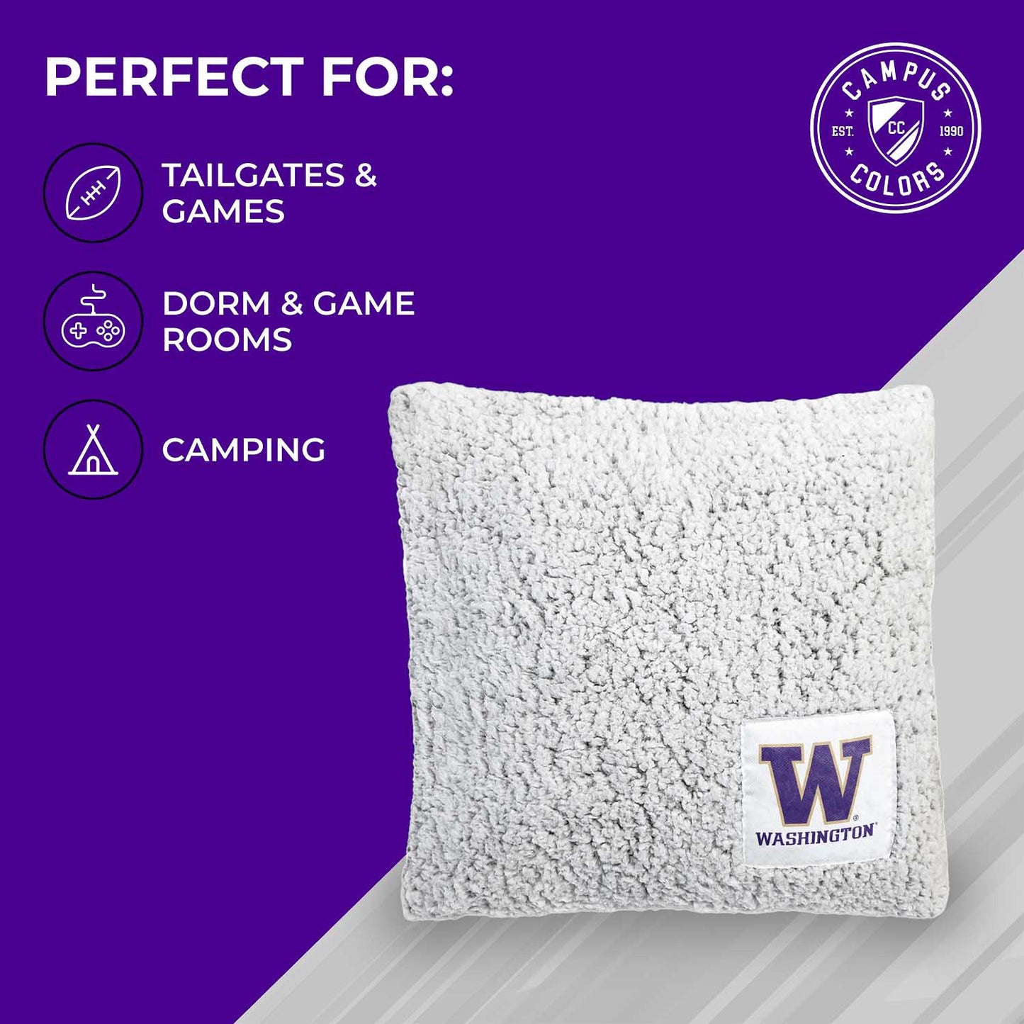 Washington Huskies Two Tone Sherpa Throw Pillow - Team Color