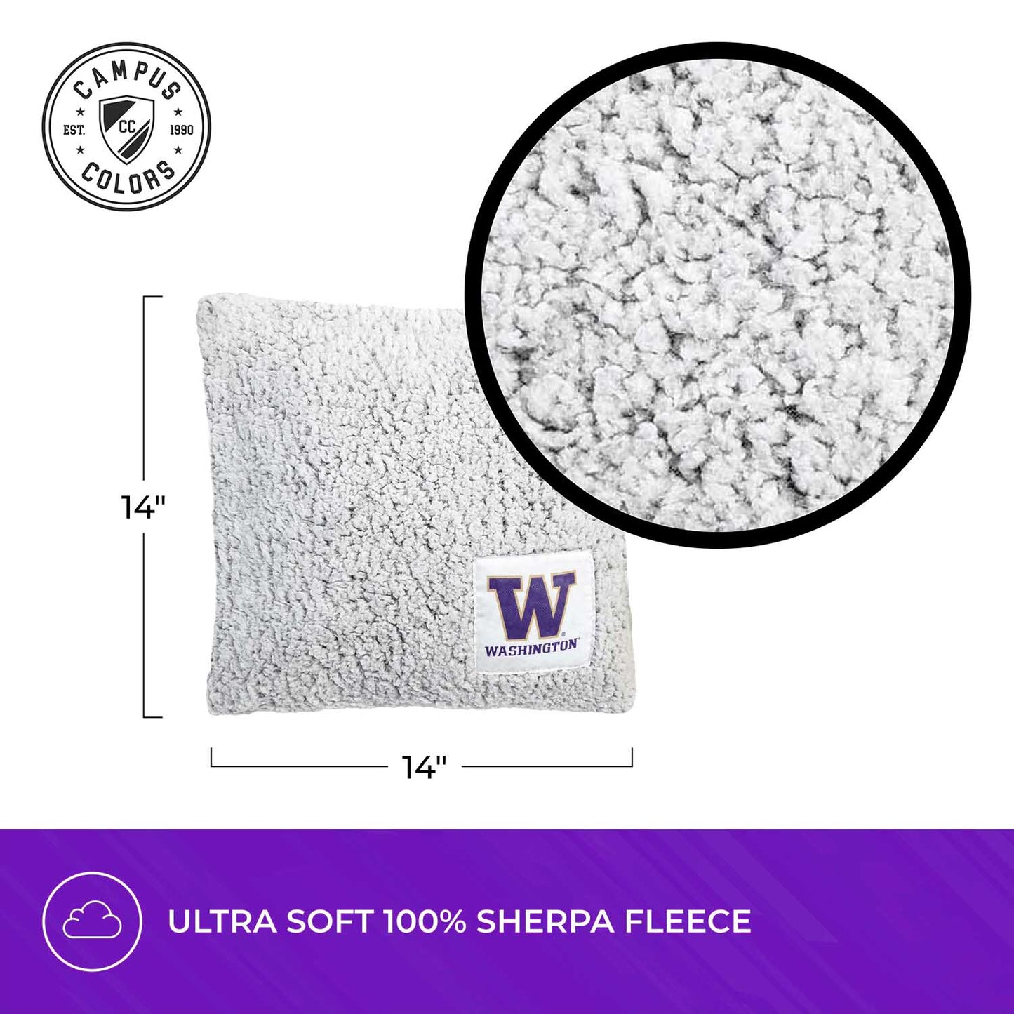 Washington Huskies Two Tone Sherpa Throw Pillow - Team Color