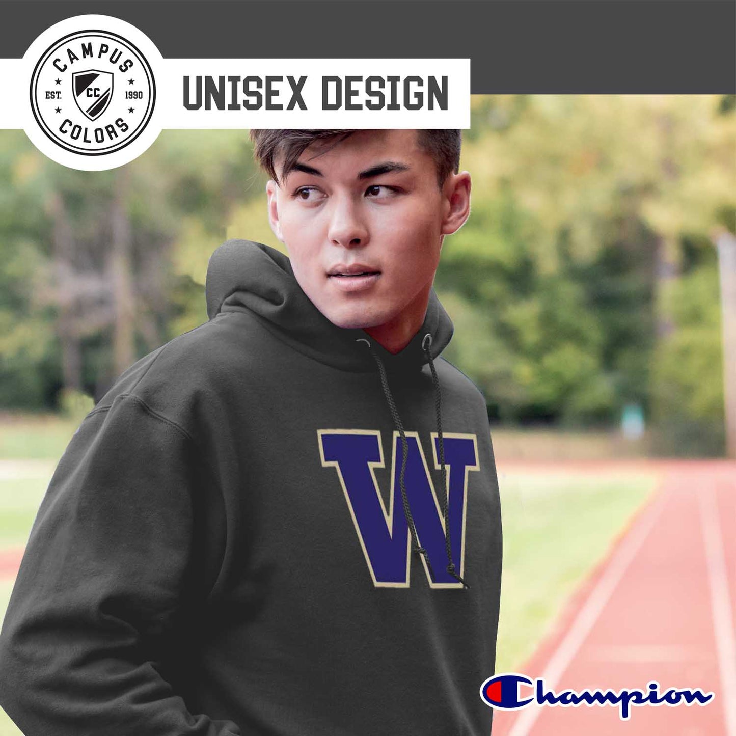 Washington Huskies Adult Mascot Fleece Hooded Sweatshirt - Charcoal