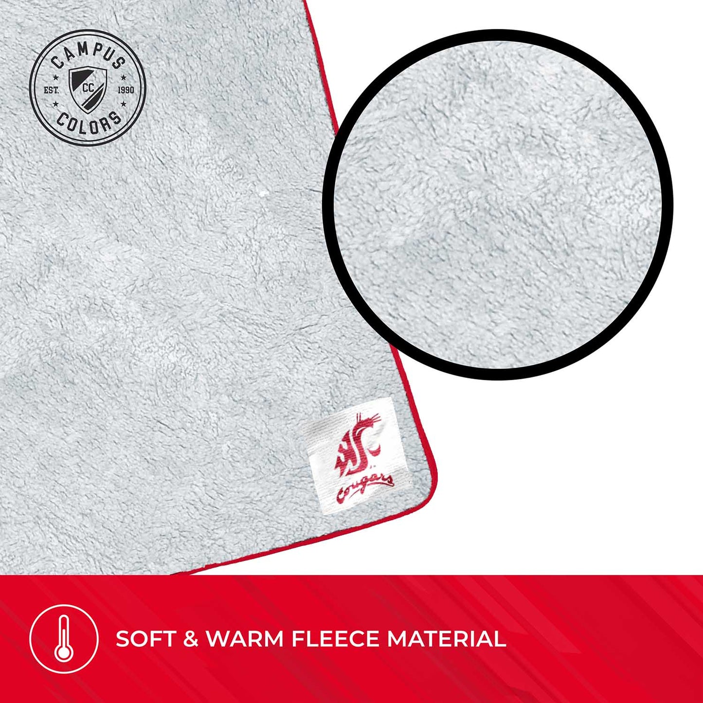 Washington State Cougars NCAA Silk Sherpa College Throw Blanket - Maroon