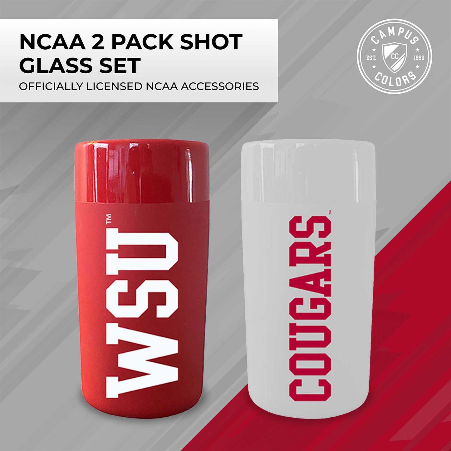 Washington State Cougars College and University 2-Pack Shot Glasses - Team Color