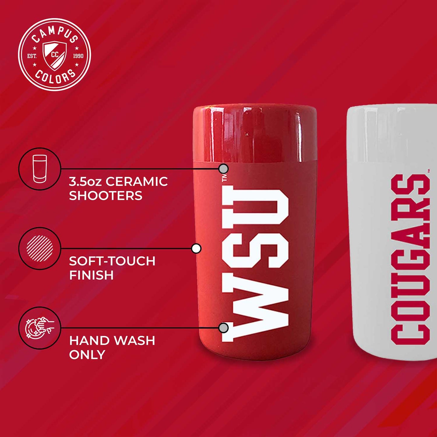 Washington State Cougars College and University 2-Pack Shot Glasses - Team Color
